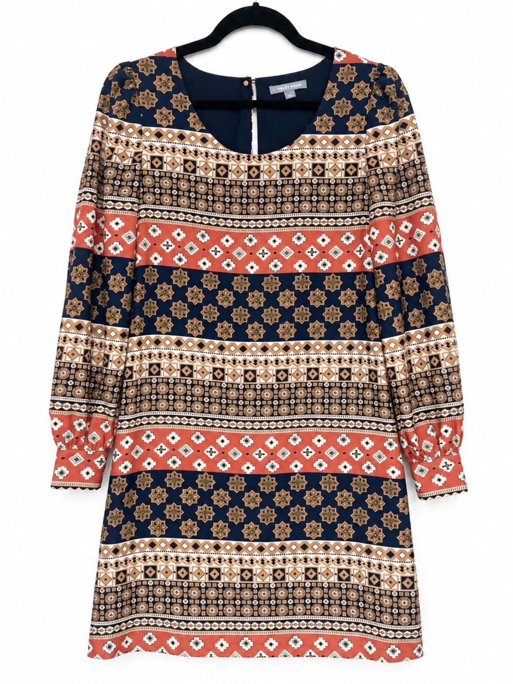 Tinley Road XS Boho Geometric Print Long Sleeve Shift Mini Dress
